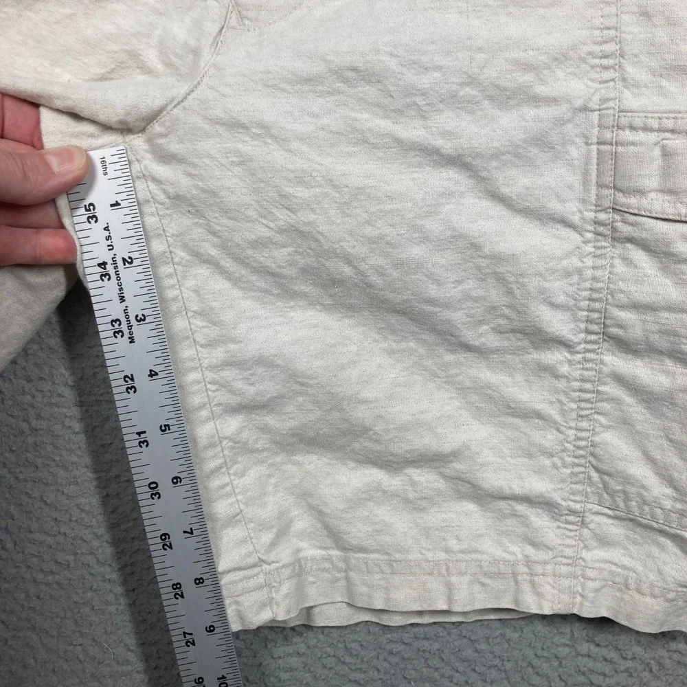 Cubavera Cargo Shorts Men 32 Beige Linen Cotton Blend Pineapple Logo 9 in Inseam